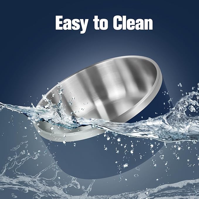 LIHONG Stainless Steel Dog Bowls for Large Dogs,Dog Food Water Bowls with Non Slip Rubber Bottom,Pet Feeding Bowl,Double Wall Insulated,Rustproof(64oz,Blue)