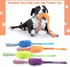 Dog Puppy Toys Dog Squeak Toys Plush Dog Toy with Dog Ropes Knots for Fun and Teeth Cleaning,Tug of War Toys, Puppy Chew Toys, Dog Rope Toys for Training Small, Large Dogs (Orange, Dog Bite Stick Toy)