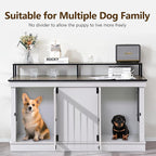 MCombo Large Dog Crate Furniture TV Stand, Wooden Pet Kennel with Double Doors, Indoor Furniture Style Dog House End Table, 1861 (Light Grey)