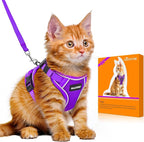 Halypet Cat Harness and Leash Set [MAX Safety 4th-Gen Upgrade] Escape Proof Adjustable Cat Leash Comfortable Soft Vest Easy to Wear Kitten Harness with Reflective Strip for Cats Walking, S Purple