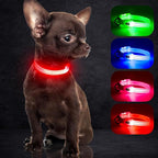 YFbrite Light up Dog Collars for Night Walking, Rechargeable LED Cat Collar, Comfortable Adjustable Lighted Dog Collar Rechargable for Cats, Small, Medium and Large Dogs (Red, XS)