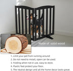ZJSF Foldable Freestanding Indoor Dog Gate for House Wood Long Pet Gates Dog Fence for Stairs Puppy Gates for Hallways, Puppy Gate,Support Feet Included, Black, 24 "Height-2 Panels