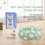 Donut Dog Beds for Medium Dogs, Calming Round Cat Beds for Indoor Cats, Cute 3D Textured Paw Pet Bed with Removable Washable Cover and Anti-Slip Bottom（Green，30"）