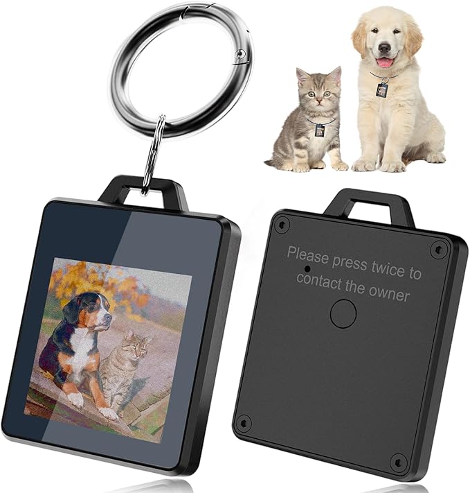 Smart Pet Tag with E-Ink Screen – Personalized Info & Image Display – Waterproof, Durable, No Subscription – Easy Update via Free App – Tap to Switch Hidden Contact & Image – for Dogs & Cats