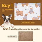 Bearhug Heated Cat Bed, Dog Heating Pad 28"×18"[Two Replaceable Cover] Adjustable Temperature Pet Heating Pad with Steel-Wrapped Cord, Waterproof and Chew-Resistant for Cats Puppies Medium Animals