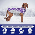 FUAMEY Dog Coat for Small Dogs,Waterproof Dog Winter Jacket with Harness Built in Puppy Cold Weather Coats Reflective Pet Vest with Zipper Warm Fleece Dogs Snowsuit Windproof Purple Plaid XS