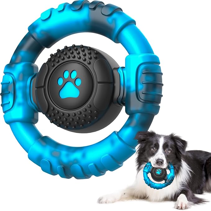 Chew Toys for Medium Large Breed, Tough Dog Toys for Aggressive Chewers, Indestructible Squeaky Dog Chew Toys to Keep Them Busy, Outdoor Puppy Toys Nylon&Rubber