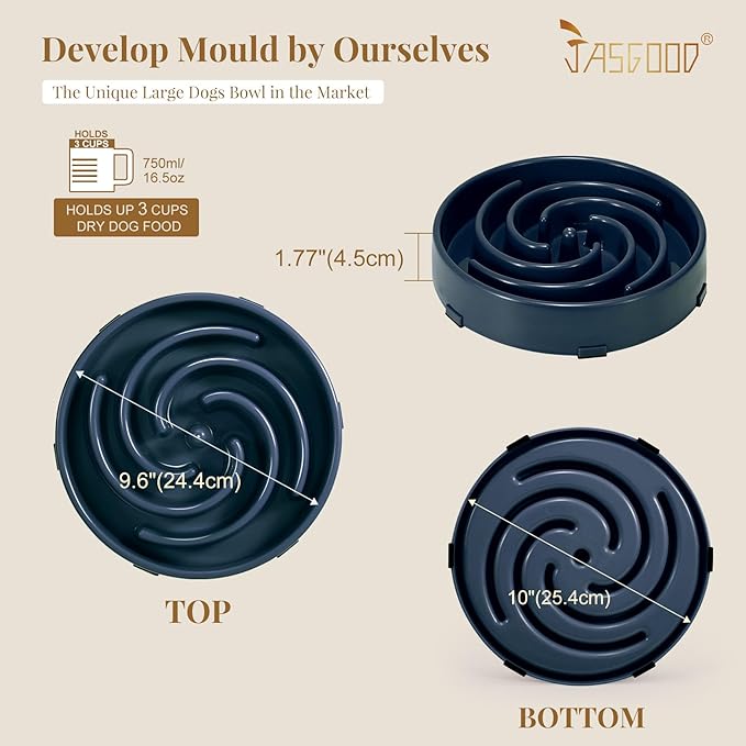 JASGOOD Slow Feeder Dogs Bowl for Large Medium Dogs,Anti-Gulping Pet Slower Food Feeding Bowls Stop Bloat,Preventing Choking Healthy Design Dogs Bowl