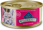Blue Buffalo Wilderness Natural High-Protein Grain-Free Wet Food for Adult Cats, Salmon Paté, 5.5-oz. Cans, 24 Count