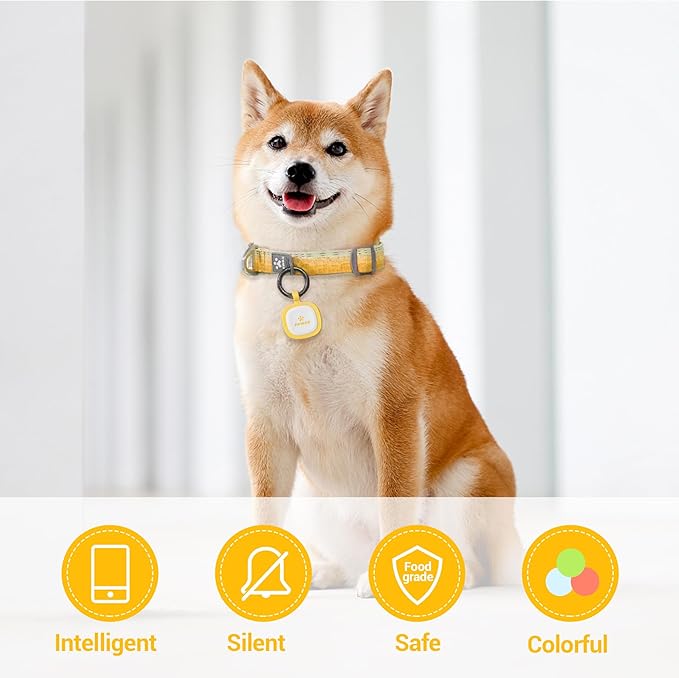 Pawaii Fluorescent QR Code Pet ID Tag, Glow in The Dark Durable Silent Silicone Pet ID Tag, Scan QR Receive Instant Pet Location Alert Email, Designs for Cat or Dog, 1Pack (Orange)