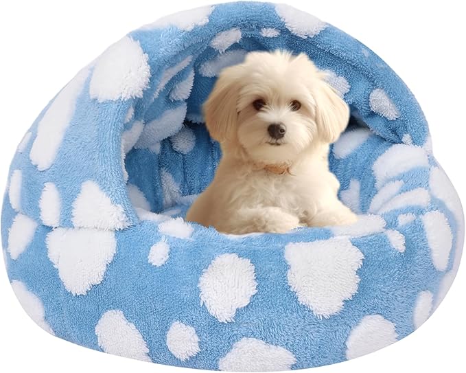 Dog Beds for Small Dogs, Cat Bed Cave, Washable Cute Cat Bed, Cozy Nook Pet Bed for Dogs or Cats, Anti-Slip Puppy Bed Fits up to 22 lbs Pets(Blue, 24" x 24")