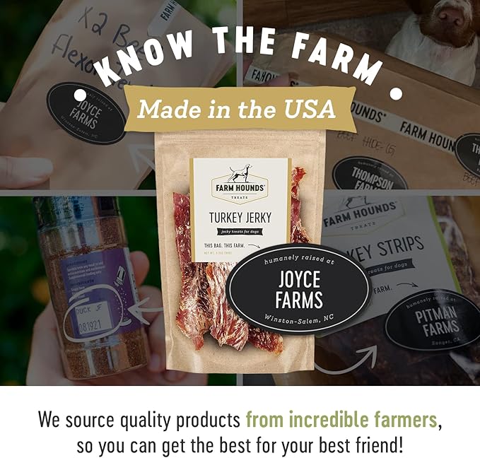 Farm Hounds - Turkey Jerky - Premium Natural Jerky for Dogs - 100% Humanely Raised Turkey - Break-to-Size - Great for Training & Treats - No Added Fillers - Made in USA - 1 Pack