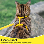PUPTECK Adjustable Cat Harness and Leash Set Escape Proof Kitten Strap Collar for Walking Travel, Yellow, M