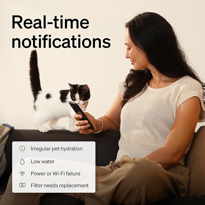 PETLIBRO RFID Multi Cats Water Fountain with Cat Recognition & Hydration Monitoring, Pump-Free Auto Cat Water Dispenser, Large Capacity 101oz/3L, 2.4G Wi-Fi APP Control Cat Fountain x2 Collar Tags
