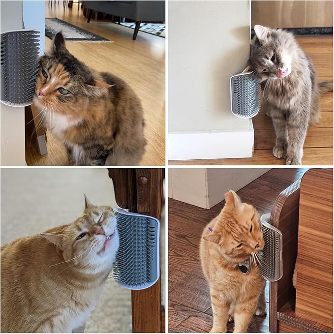 Kingtree Cat Corner Scratcher Self Groomer with Catnip, 2 Pack Softer Cat Face Scratchers Wall Corner Grooming Massage Combs for Long & Short Fur Cats