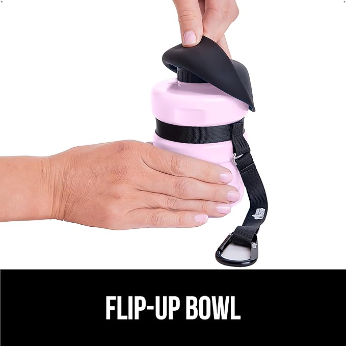 GORILLA GRIP Dog Water Bottle, Portable Water Bowl Dispenser for Dogs, 16 oz Leak Proof Pet Travel Squeeze Bottles, Food Grade Silicone, to Go Puppy Essentials, Hiking Camping Trip Accessories, Pink