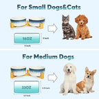 YOBRO Elegant Dog Bowls Set for Small Breeds, Beautiful Ceramic Stone Alike Style, Pet Bowl Set with Wooden Stand, Non-Slip,Modern Food or Water Dishs for Small Size Dogs, Gifts for Dog Owners, Blue