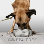 32 Oz Dog Bowl with Slow Feeder Insert Stainless Steel Pet Water Bowl for Medium & Large Breed Non Slip Rubber Base & Plastic Puzzle Feeder - White Marble