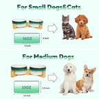 YOBRO Elegant Dog Bowls Set for Small Breeds, Beautiful Ceramic Stone Alike Style, Pet Bowl Set with Wooden Stand, Non-Slip,Modern Food or Water Dishs for Small Size Dogs, Gifts for Dog Owners, Green