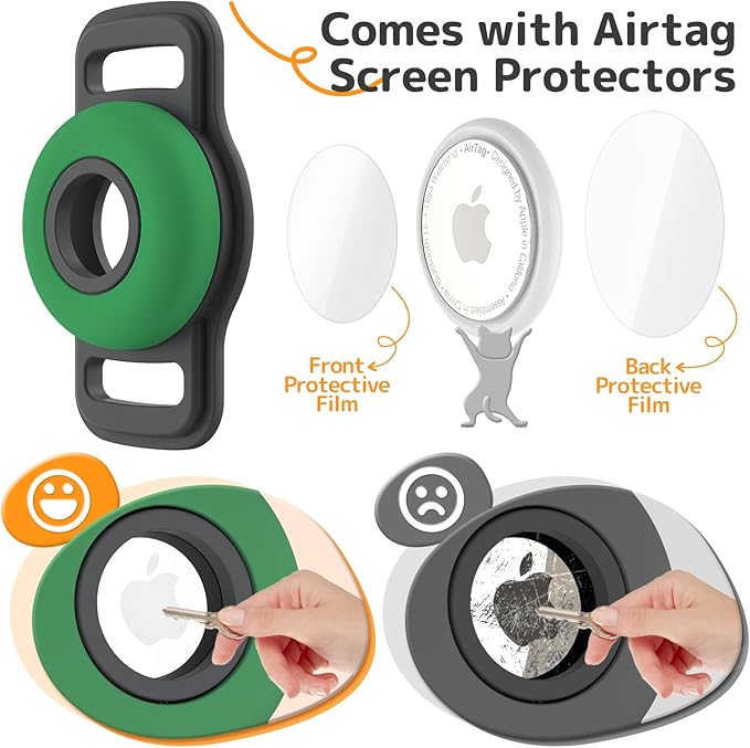 Airtag Dog Collar Holder: Soft Silicone Air Tag Holder for Pet Dogs Cats Collar, Sturdy AirTag Dog Tracker Protective Case, Pet Friendly Accessories Compatible with Apple Airtag, 3 Packs