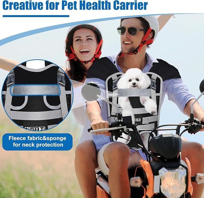 Petskd Dog Front Carrier Backpack for Small Pet with Adjustable Cross Shoulder Straps, Hands Free Puppy Legs Out Chest Carriers for Hiking, Cycling, Vet (Black, M)