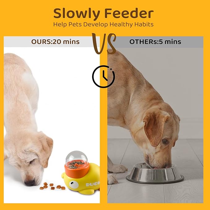 2-in-1 Interactive Slow Feeder Dog and Cat Slow Feeder Bowl Enrichment Toys Interactive Dog Toys Perfect for Small to Medium Puppy Duck-Shaped Puzzles Promotes IQ Training, Reduces Bloating