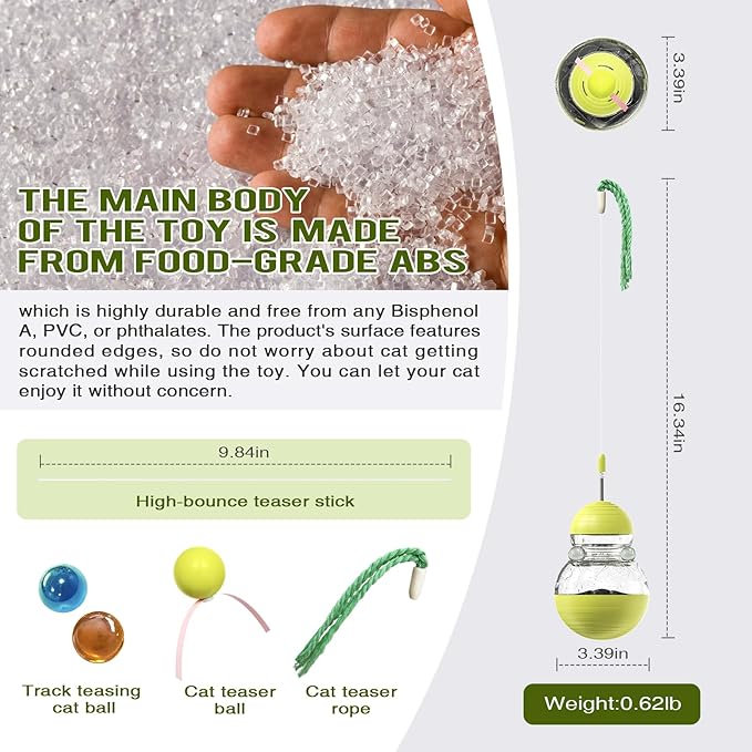 Cat Toy for Indoor Cats Wobble Kitten Treat Dispensing Ball Food Dispenser Puzzle Slow Feeder Balls Kitty Stimulating Indoor Interactive Brain Game Thanksgiving Toys Gift