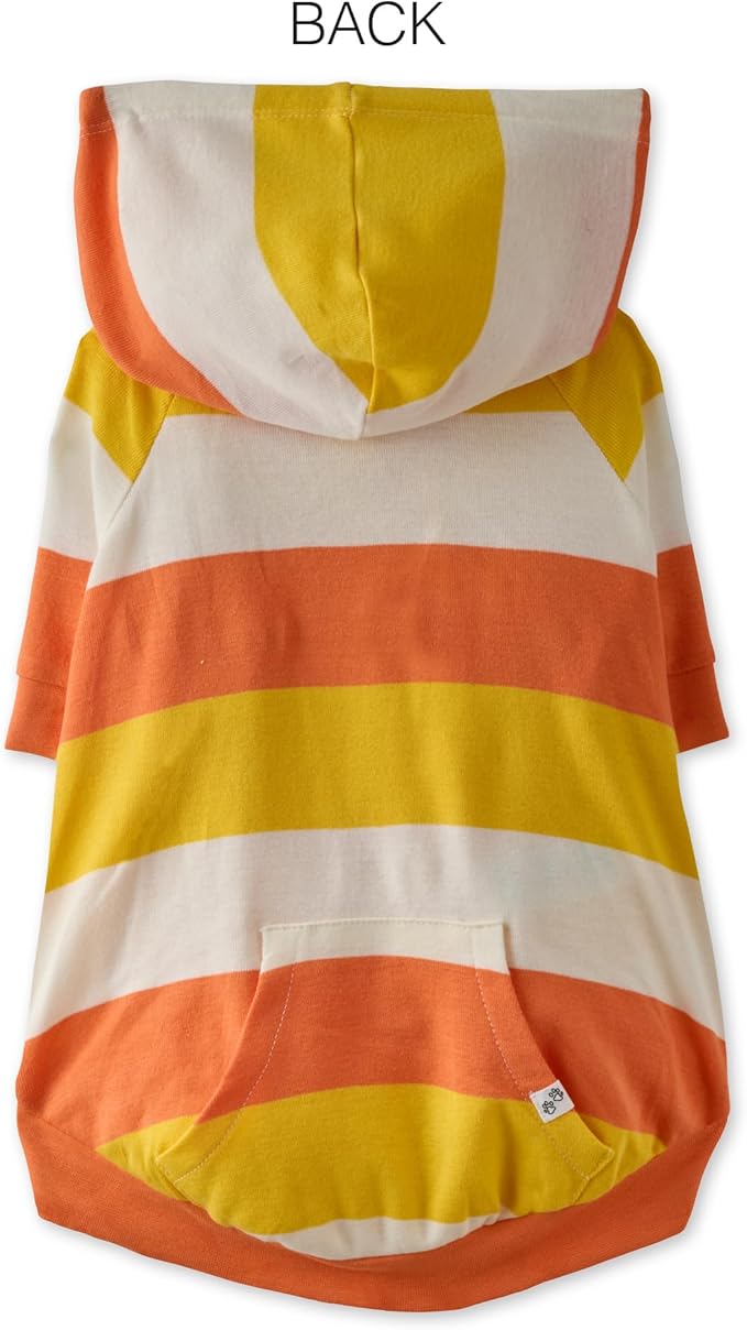 Rocky – The Orginal Lightweight Hooded TEE 100% Organic Cotton Dog Hoodie Pet Coat Sweater for Small, Medium, Large Dogs, Candy Corn, Small