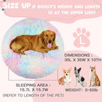Himax Dog Beds for Large Dogs, Donut Dog Bed with Blanket Attached, Calming Round Dogs Beds Washable(20"/26"/35") Multicolor