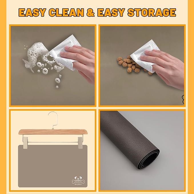 18"×30" Brown Absorbent Dog Mat for Food and Water Bowl- Quick Dry Durable Feeding Mat for Dog and Cat Easy Cleaning Pet Supplies for Messy Pets