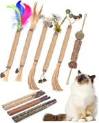 TINDTOP 12 Pack Chew Sticks for Cats, Natural Silvervine Catnip Toys for Kittens Teeth Cleaning, Matatabi Dental Care, Increase Appetite, Calm Cat Anxiety and Stress, Cat Dental Toy