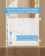 (2 Pack) Retractable Baby Gate for Doorways and Stairs, Mesh Safety Gate for Pet, Indoor & Outdoor Use, One-Hand Operation, Easy Installation, 33.6" Tall, Expands to 55" Wide（White,33.6"x55")
