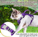 Cat Harness and Leash Set for Walking Escape Proof for Small Large cat Kitten Harness with ID tag Pocket (Purple,S)