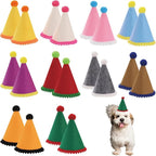 20 Pcs Dog Birthday Hat Set for Small Medium Dogs Cat Puppies, Mini Party Hat with Adjustable Headbands, Cute Pet Hat with Pompons for Birthday Christmas Party Decoration Accessories (Mini 2.5 Inch)