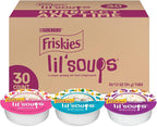 Friskies Purina Grain Free Wet Cat Food Lickable Cat Treats Variety Pack, Lil' Soups With Salmon, Tuna or Shrimp - (Pack of 30) 1.2 oz. Cups