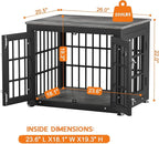 26 Inch Heavy Duty Dog Crate Furniture for Small Dogs, Decorative Pet House End Table, Wooden Cage Kennel Furniture Indoor, Gray