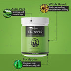 NOVEHA - Dog Ear Cleaner Wipes, Daily Ear Cleaner for Dogs & Cats - Stop Ear Itching with Aloe, Eucalyptus & Witch Hazel Ear Wipes for Dogs - for Odor Control, Dirt and Wax Removal, Unscented (150 Ct)