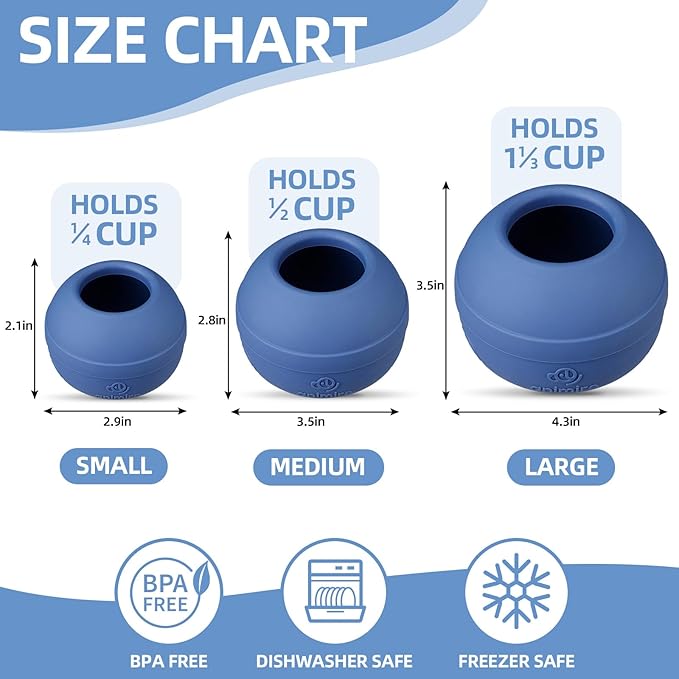 Long-Lasting Interactive Dog Lick Toy, Stuffable Dog Enrichment to Keep Dogs Busy, Wobbly Treat Dispensing Freezable Licking Toys, Food-Grade Safe (Dark Blue,S)