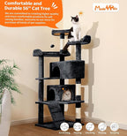 Made4Pets Cat Tree Tower 56" Cat Tower for Indoor Cats Kitten Tree Multi-Level Cat Tree with 2 Condo Furniture Activity Center with Scratching Posts Funny Toys (Black)