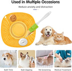 Lick Mat for Small Dogs and Cats with Suction Cups, Silicone Slow Feeder Lick Pad with Collapsible Bowl for Anxiety Relief, Pet Puzzle Treat Mat for Bathing Grooming Trimming (Yellow)