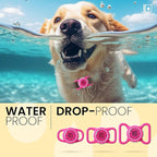 Waterproof AirTag Dog Collar Holder for Apple Tracker QR Code Case Rose Red
