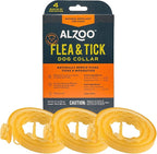 ALZOO Natural Flea & Tick Dog Collar - Helps Repel Fleas, Ticks & Mosquitoes - 100% Plant-Based Active Ingredients - Waterproof - Up to 4 Months Protection - Medium-Sized Dogs: 16-40 lbs - Pack of 3