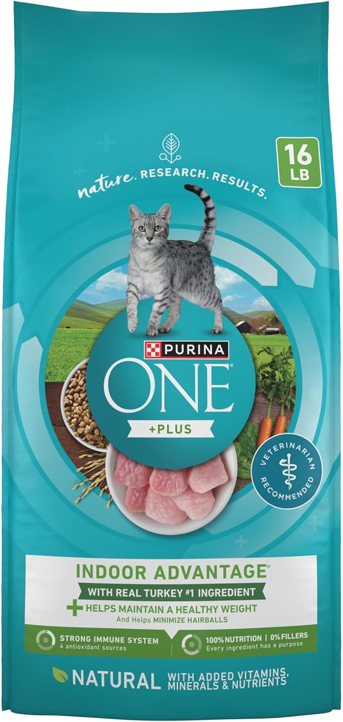 Purina ONE Natural, Low Fat, Weight Control, Indoor Dry Cat Food, +Plus Indoor Advantage - 16 lb. Bag