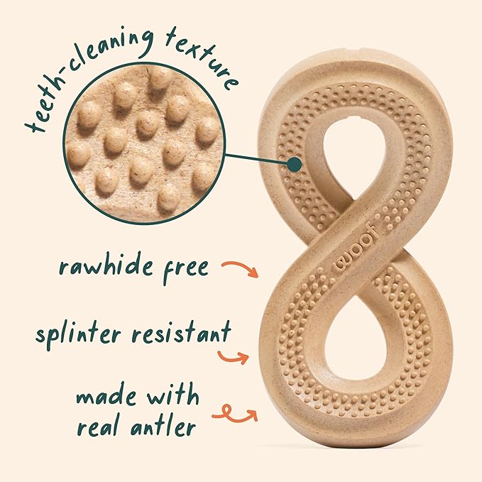 Woof HonestChew Dog Toy Infinity - Long Lasting Dog Chews - Made with Plant-Based Ingredients - Splinter-Resistant - Great for Cane Corsos, Bulldogs, Rottweilers, and Other Power Chewers - Large