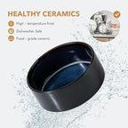 Ceramic 8.2inch Raised Dog Bowl Set, Elevated with Acacia Wood Stand, Food and Water Bowl for Large Breed Dogs, Weighted Pet Dishes(60oz, Starry Sky)