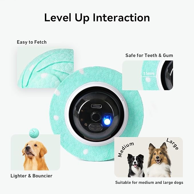 Smart Interactive Dog Toys, Wicked Ball AIR, 3 Interactive Modes, Automatic Moving, Bouncing, and Rotating, E-TPU Material, IPX7 Waterproof for Medium and Large Dogs