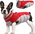 FUAMEY Dog Coat for Medium Dogs,Waterproof Dog Winter Jacket with Harness Built in Puppy Cold Weather Coats Reflective Pet Vest with Zipper Warm Fleece Dogs Snowsuit Windproof Red M