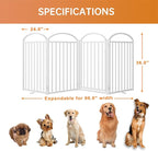 4 Panels Full Matel Freestanding Dog Gates with Door, 96"Extra Wide 36"Tall Free Standing Dog Pet Gate for Indoor & Outdoor. Foldable Pet Fences for Doorways, House, Stairs, Porch, Deck, Yard