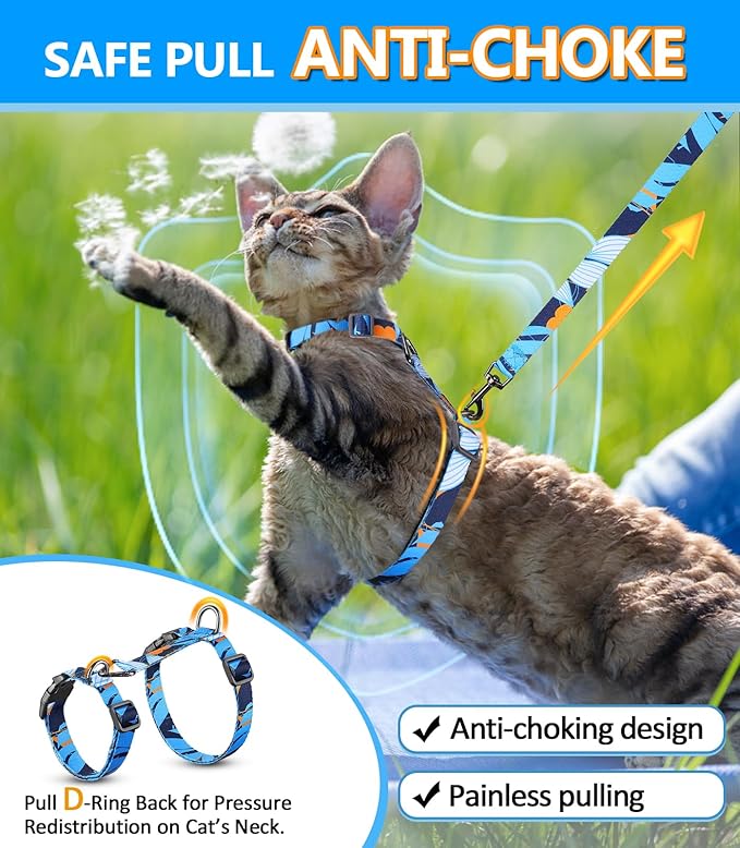 Halypet Cat Harness and Leash Set, Escape Proof [3 in 1 Adjustable & Lightweight] Cat Harness, Safe Kitten Harness for Cats Comfortable Soft, Easy to Wear, Walking Outdoor Travel, Small
