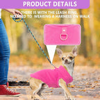 2 Pieces Fleece Dog Sweaters for Small Dogs Girl, with Leash Ring, Warm Pet Sweater Fall Winter Thick Clothes Coat for Chihuahua, French Bulldog, Dachshund,XL